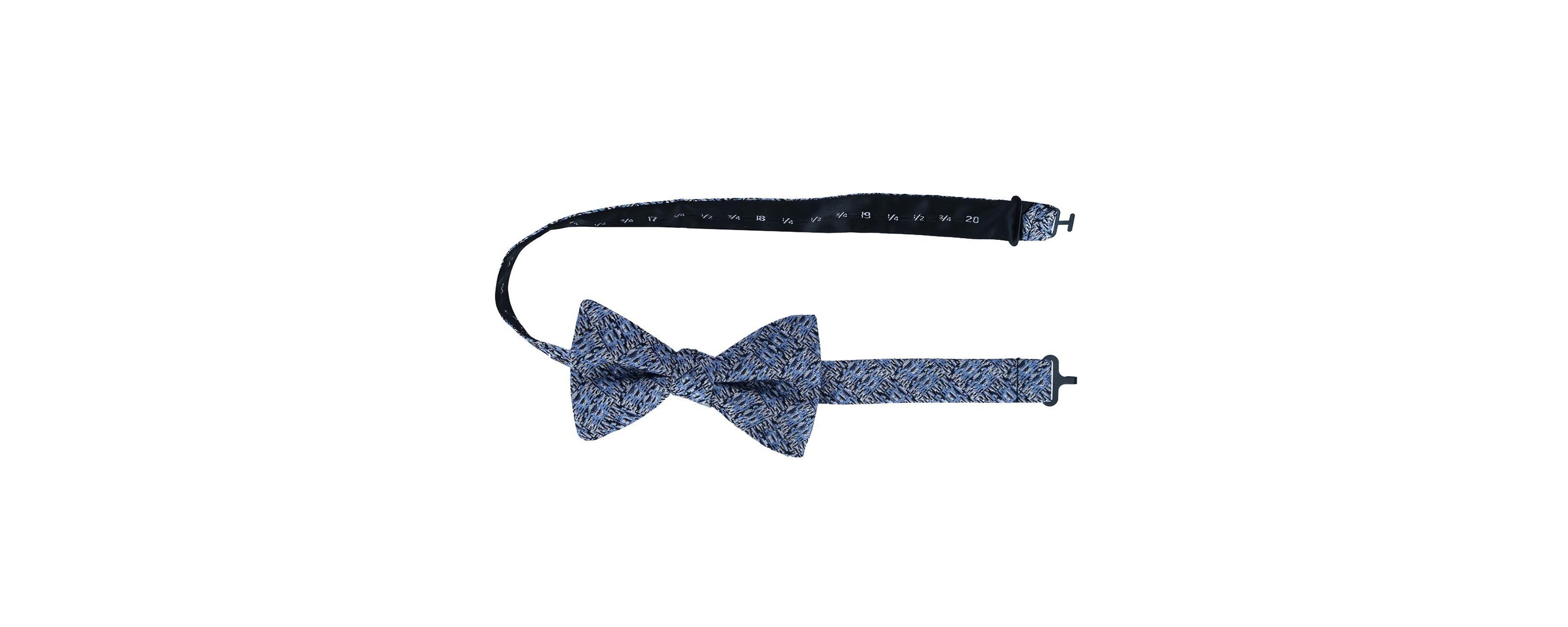 Benitos Blue Basketweave Pattern Silk Novelty Bow Tie