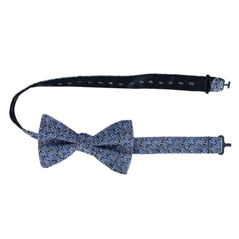 Benitos Blue Basketweave Pattern Silk Novelty Bow Tie