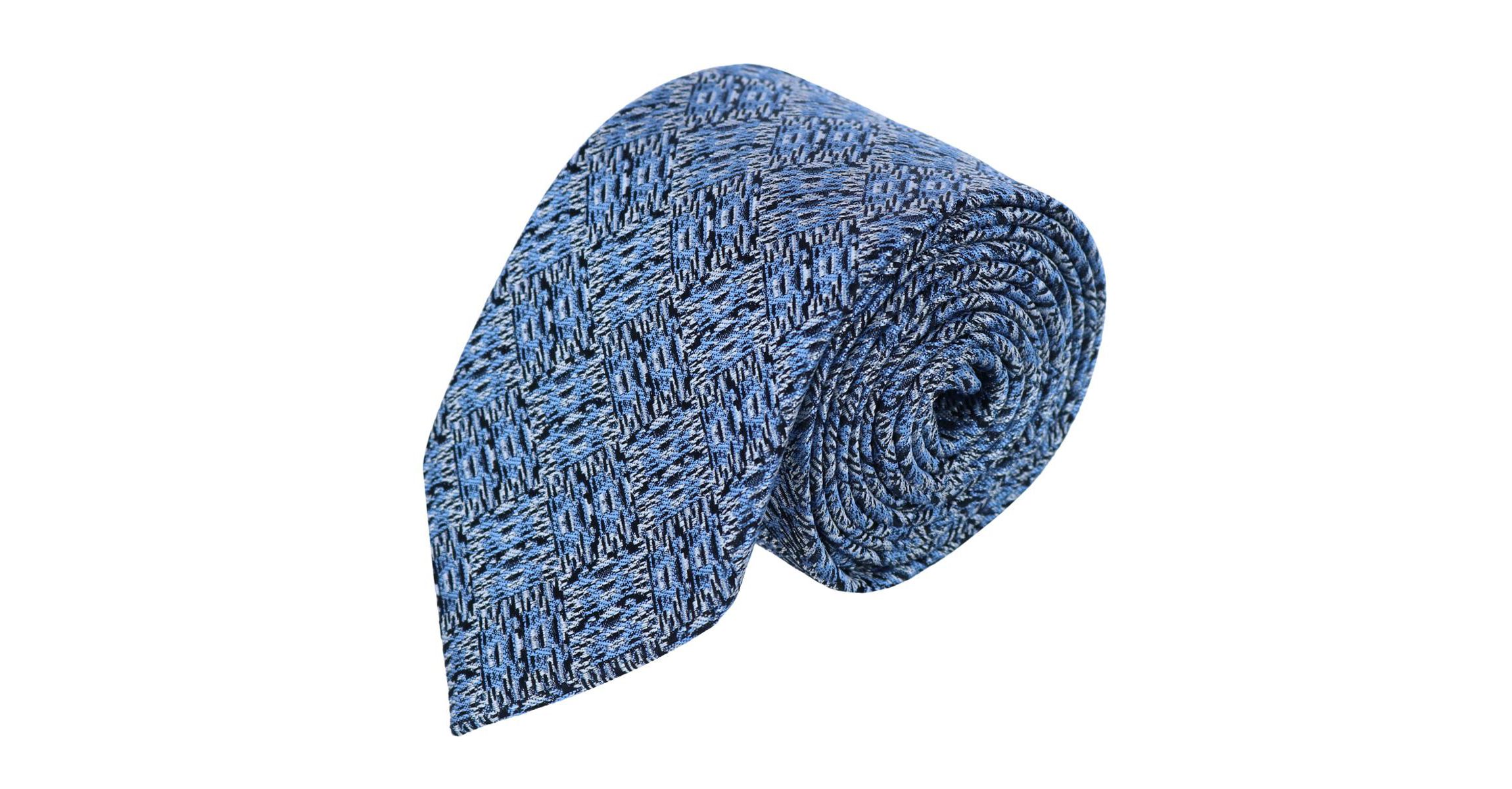 Benitos Blue Basketweave Patterned Silk Novelty Necktie