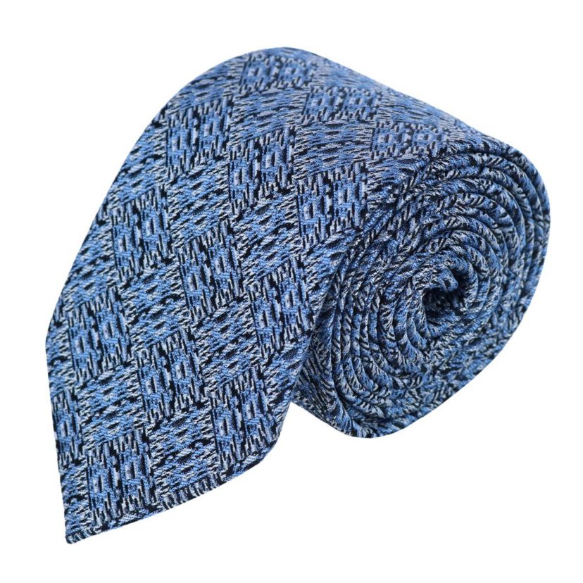 Benitos Blue Basketweave Patterned Silk Novelty Necktie