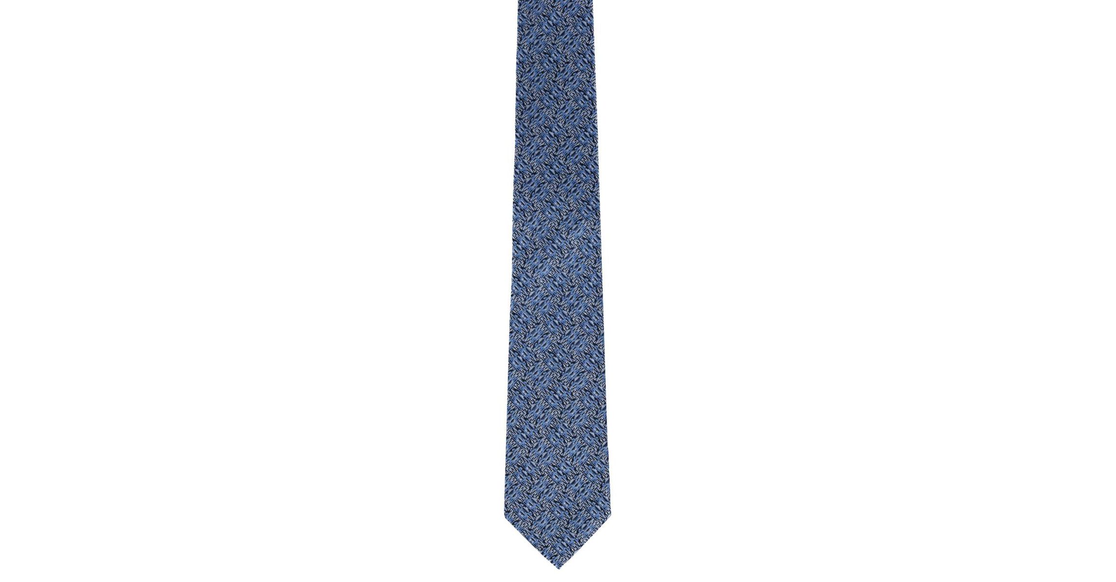 Benitos Blue Basketweave Patterned Silk Novelty Necktie