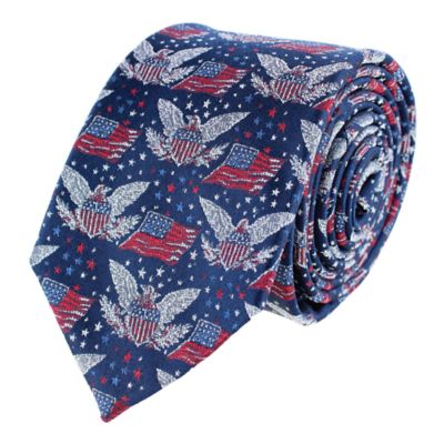 Trafalgar Men's Legacy Soars Patriotic Bald Eagle Silk Novelty Necktie, Navy Blue