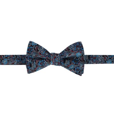 Trafalgar Men's Sutton Solid Color Silk Brace and Bow Tie Combo, Navy Blue