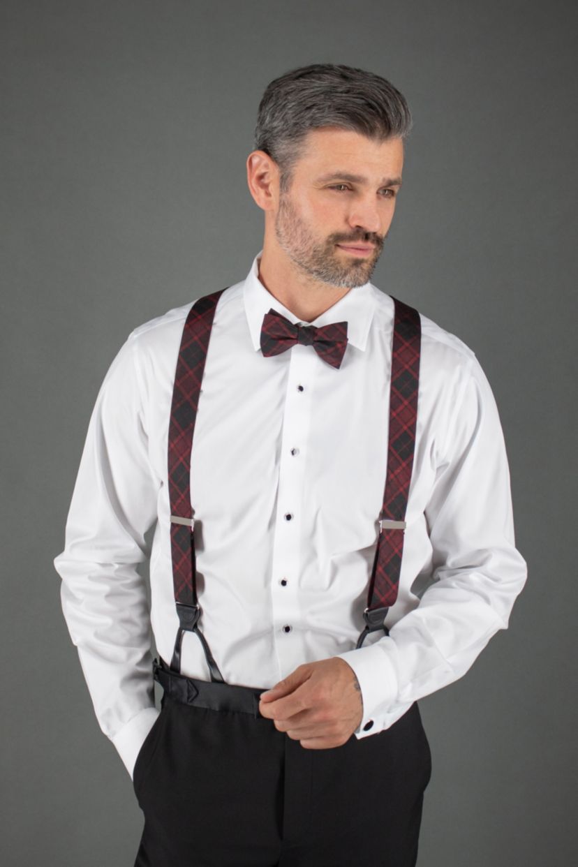 Kincade Red Blackwatch Plaid Silk Bow Tie