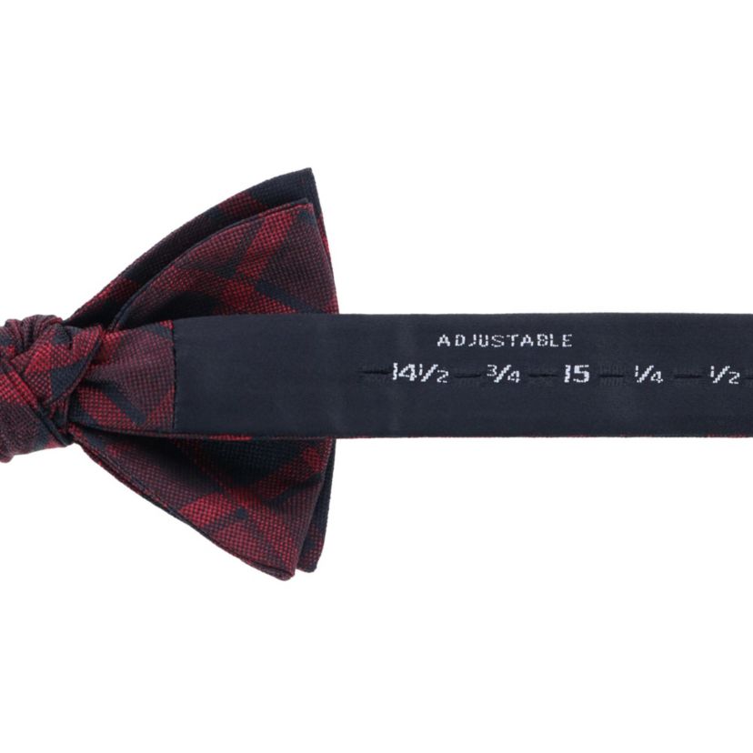 Kincade Red Blackwatch Plaid Silk Bow Tie
