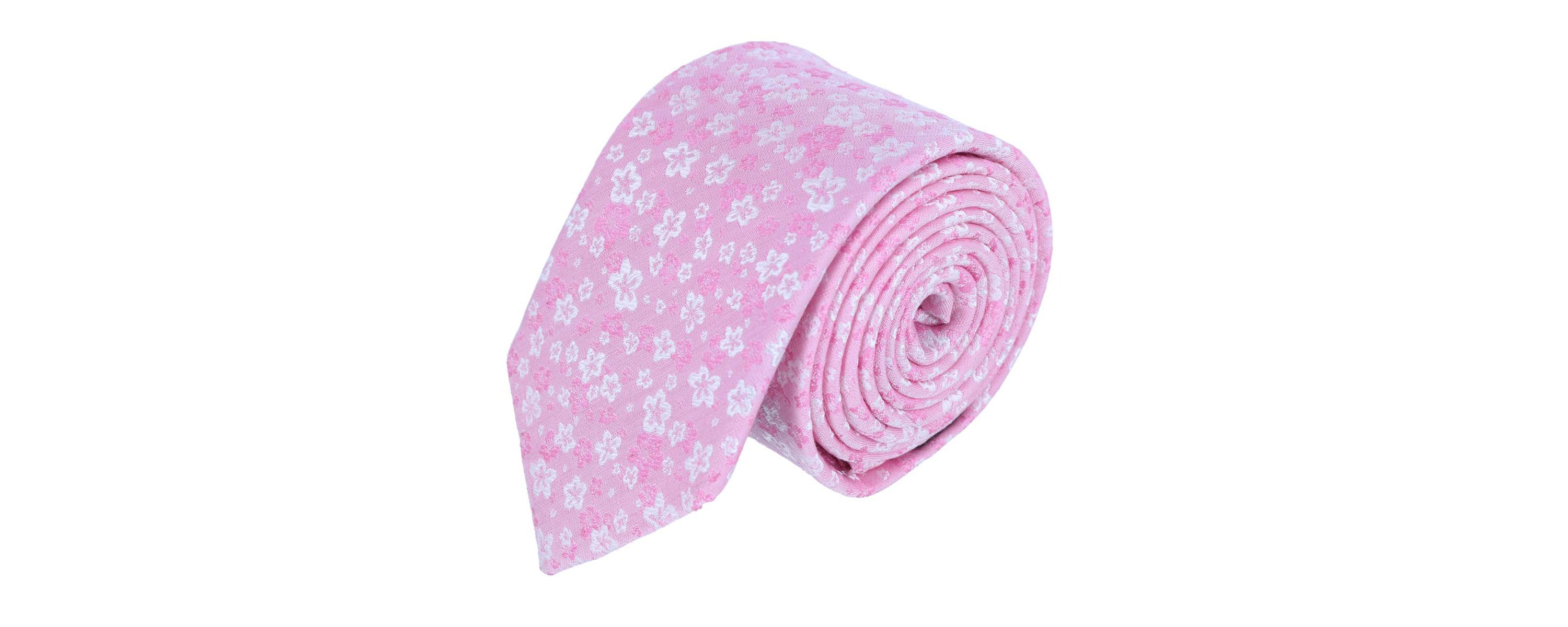 Hanami Cherry Blossom Burst Linen Blend Novelty Necktie