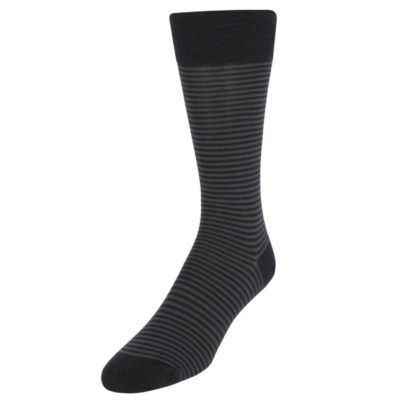 Trafalgar Men's Carvel Striped Pattern Mid-Calf Pima Cotton Socks (1 Pair), Black