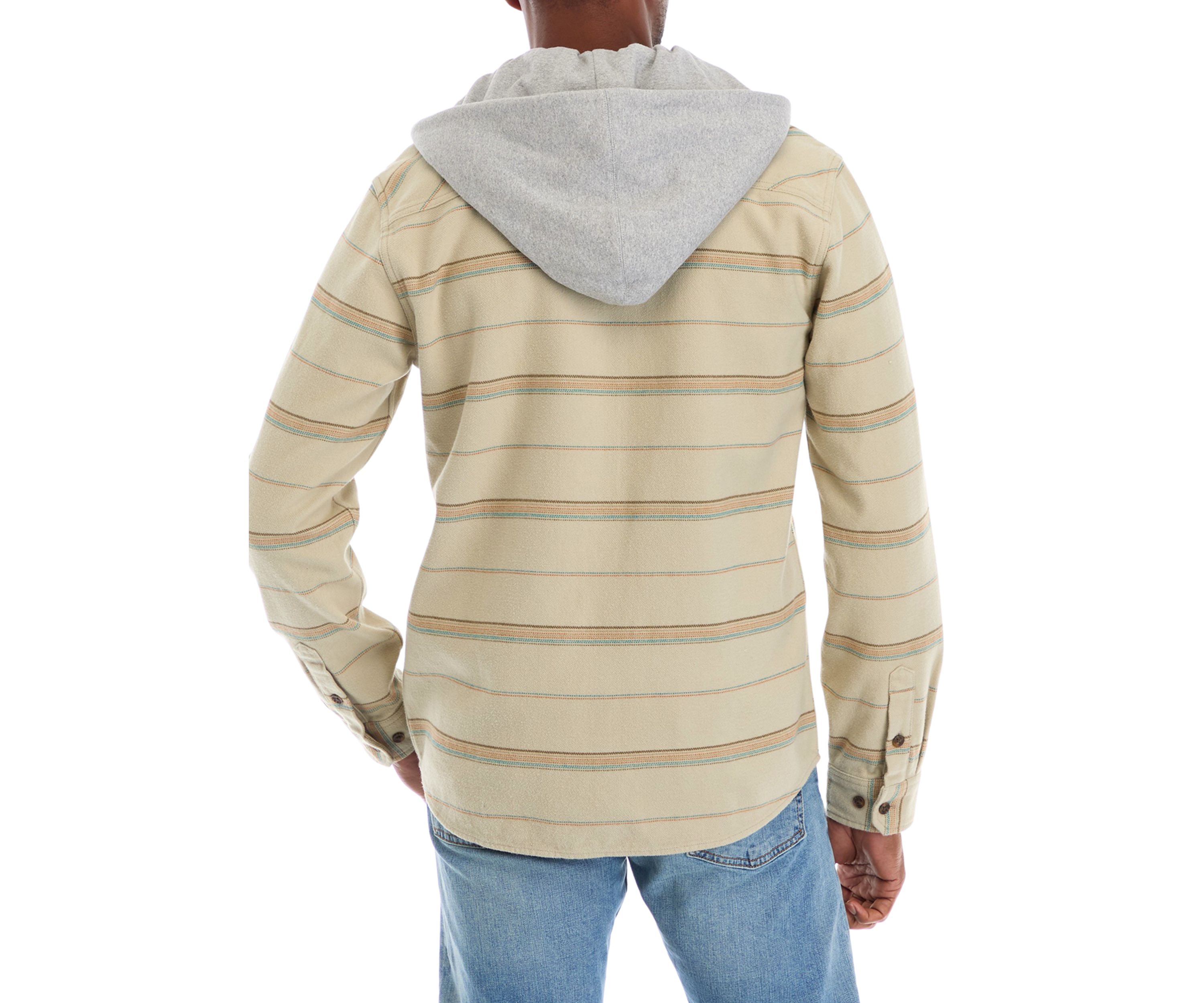 Mens Landmark Striped Hooded Flannel 