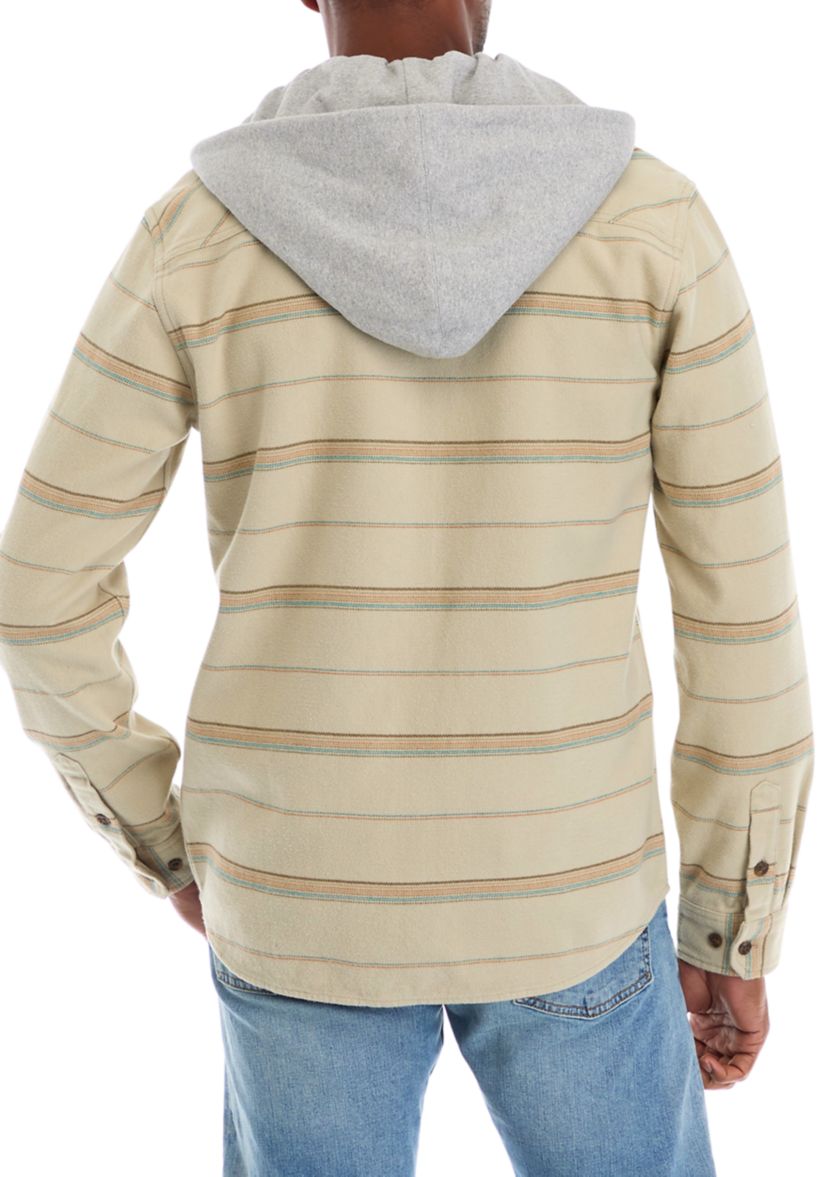 Mens Landmark Striped Hooded Flannel 