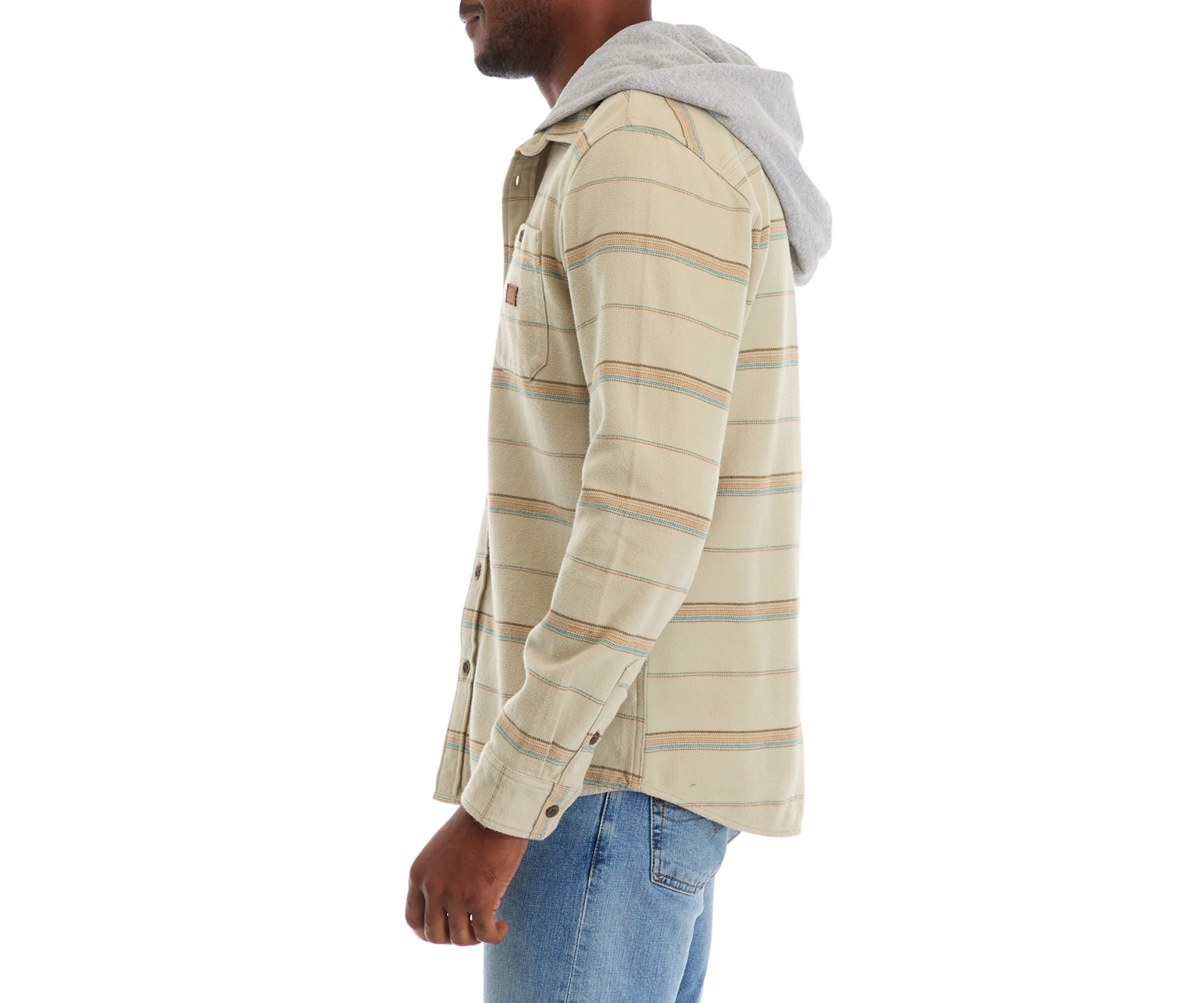 Mens Landmark Striped Hooded Flannel 