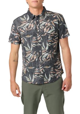 O'Neill Men's Terrace Short Sleeve Standard Shirt, Black, 2XL