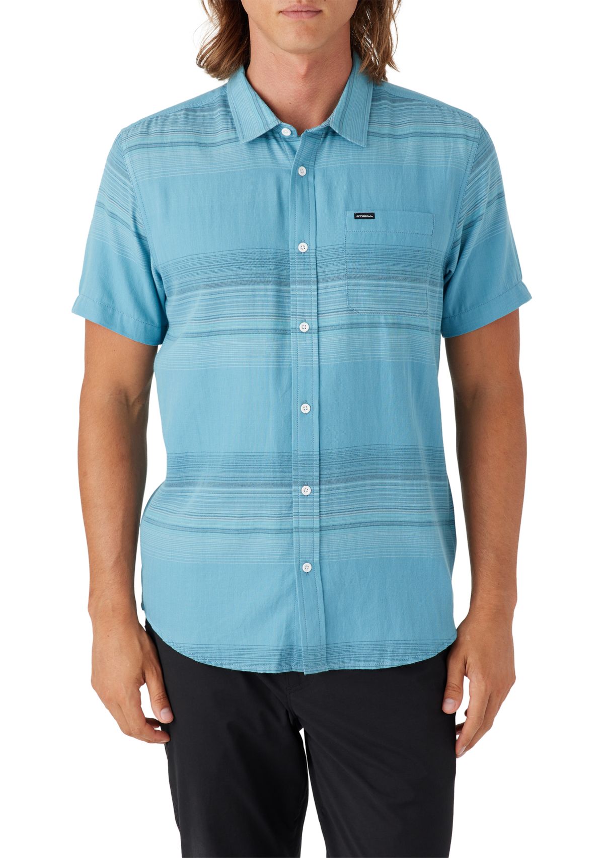 Mens Seafaring Stripe Short Sleeve Standard Woven Shirt
