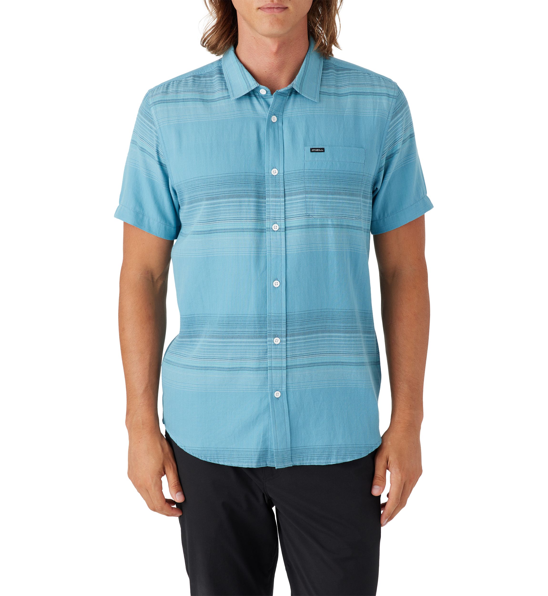 Mens Seafaring Stripe Short Sleeve Standard Woven Shirt