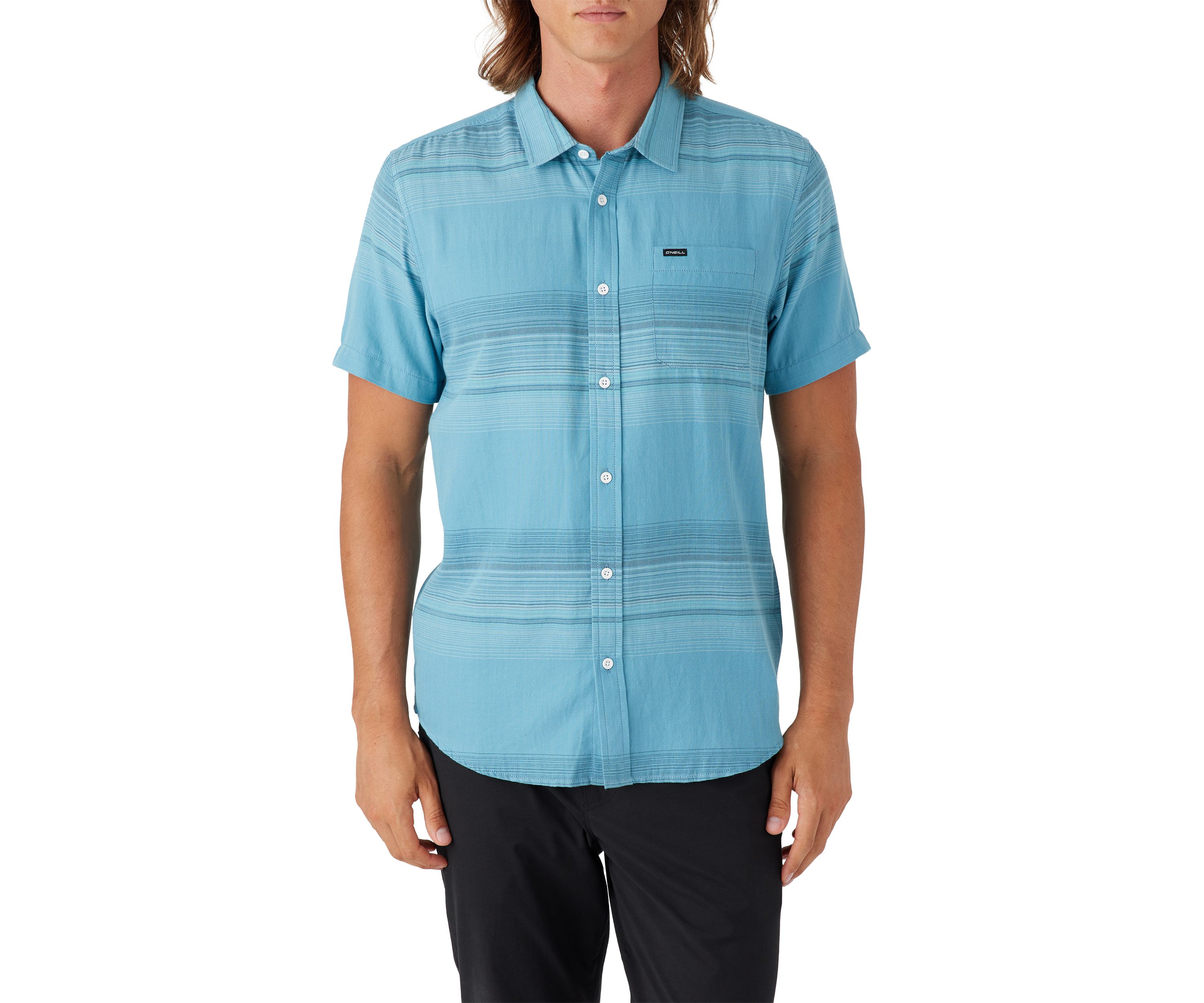 Mens Seafaring Stripe Short Sleeve Standard Woven Shirt