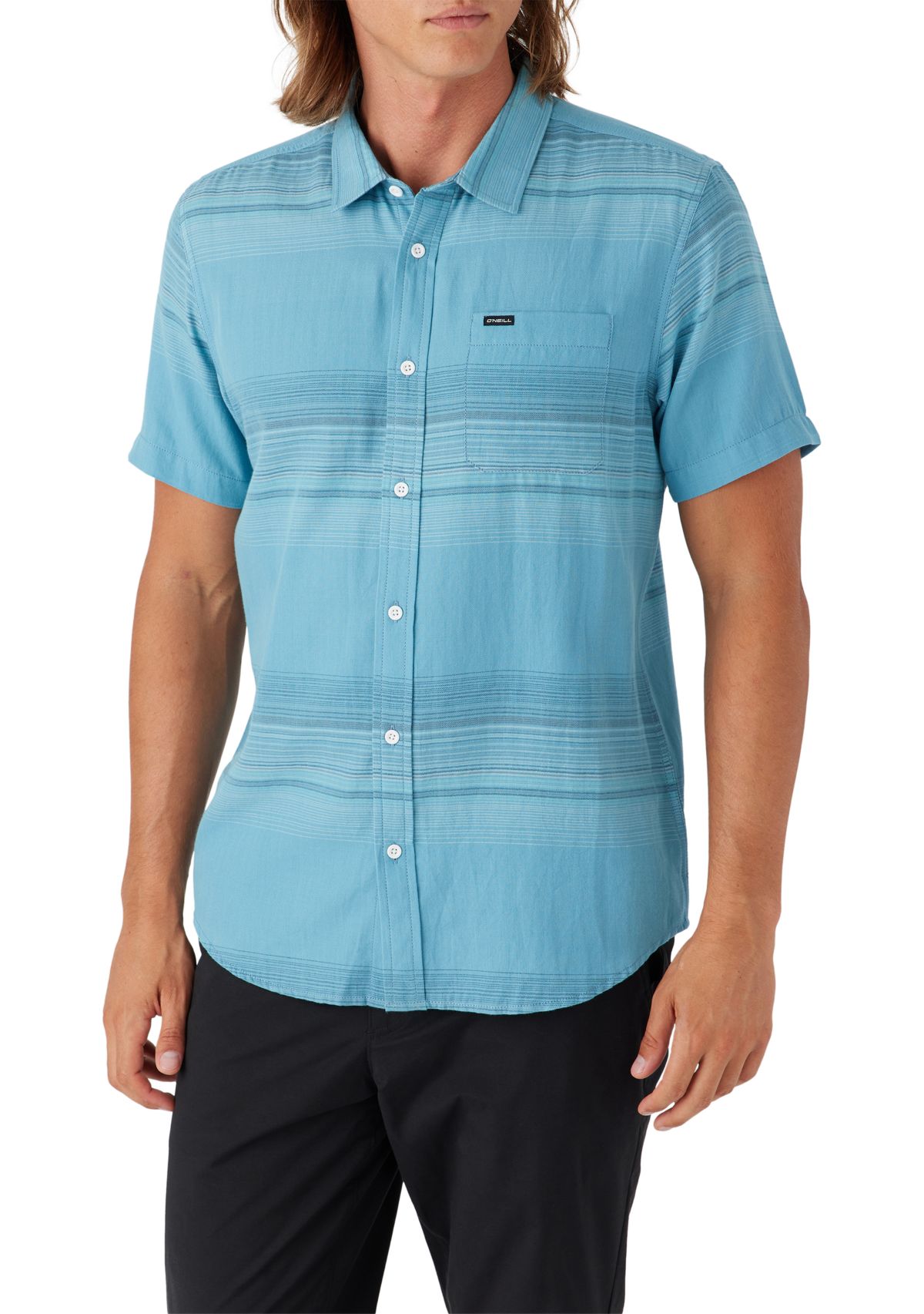 Mens Seafaring Stripe Short Sleeve Standard Woven Shirt