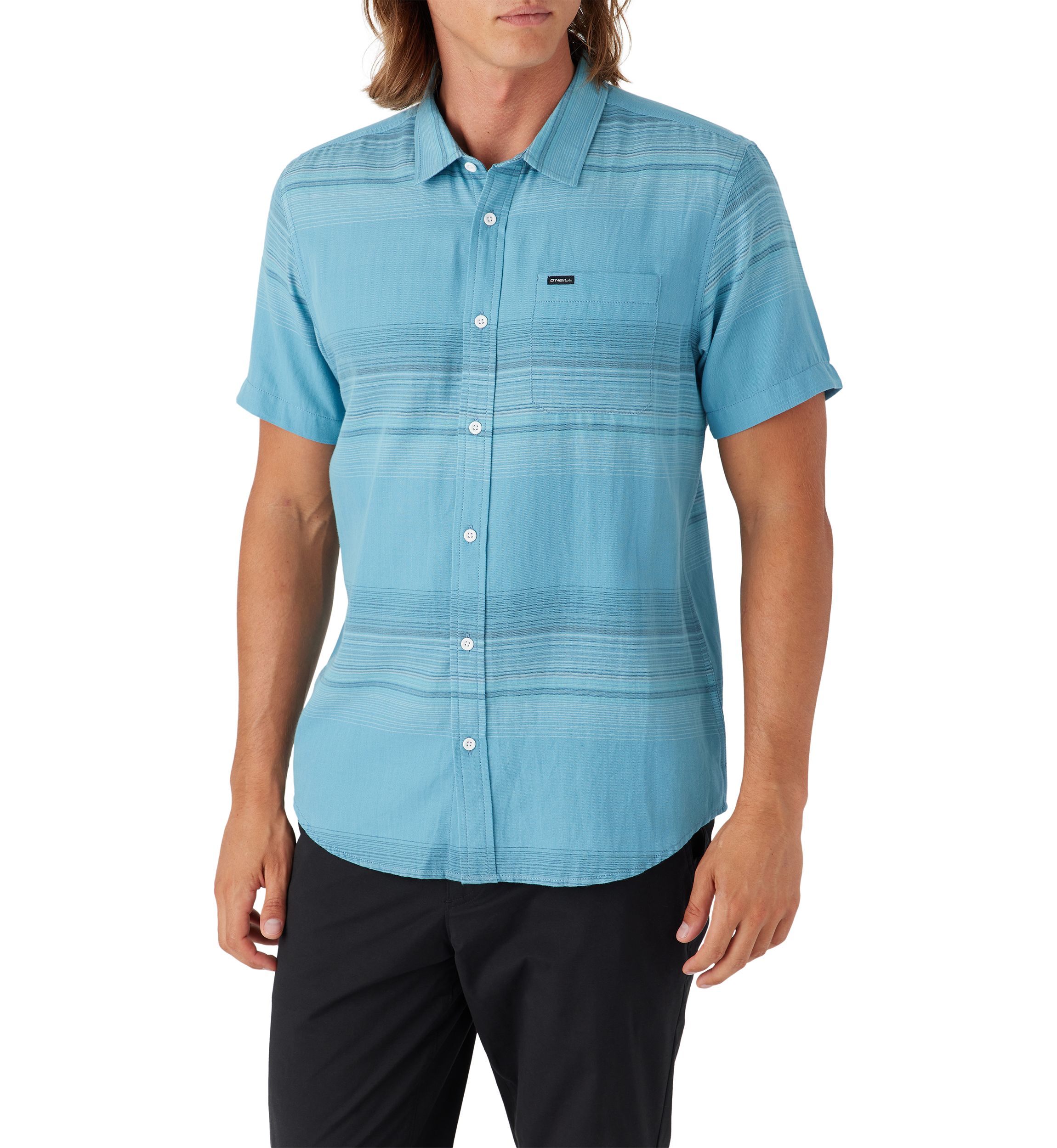 Mens Seafaring Stripe Short Sleeve Standard Woven Shirt