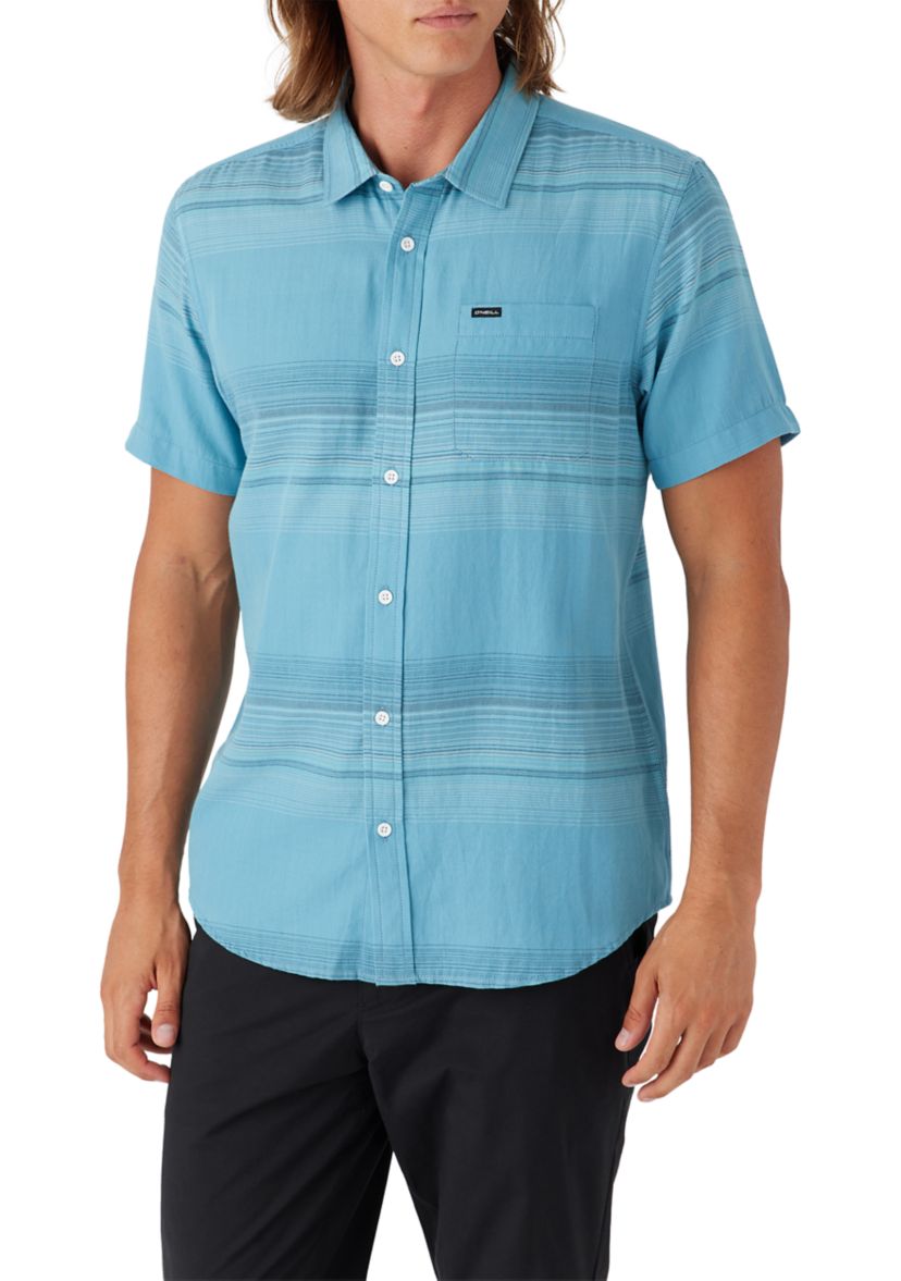 Mens Seafaring Stripe Short Sleeve Standard Woven Shirt