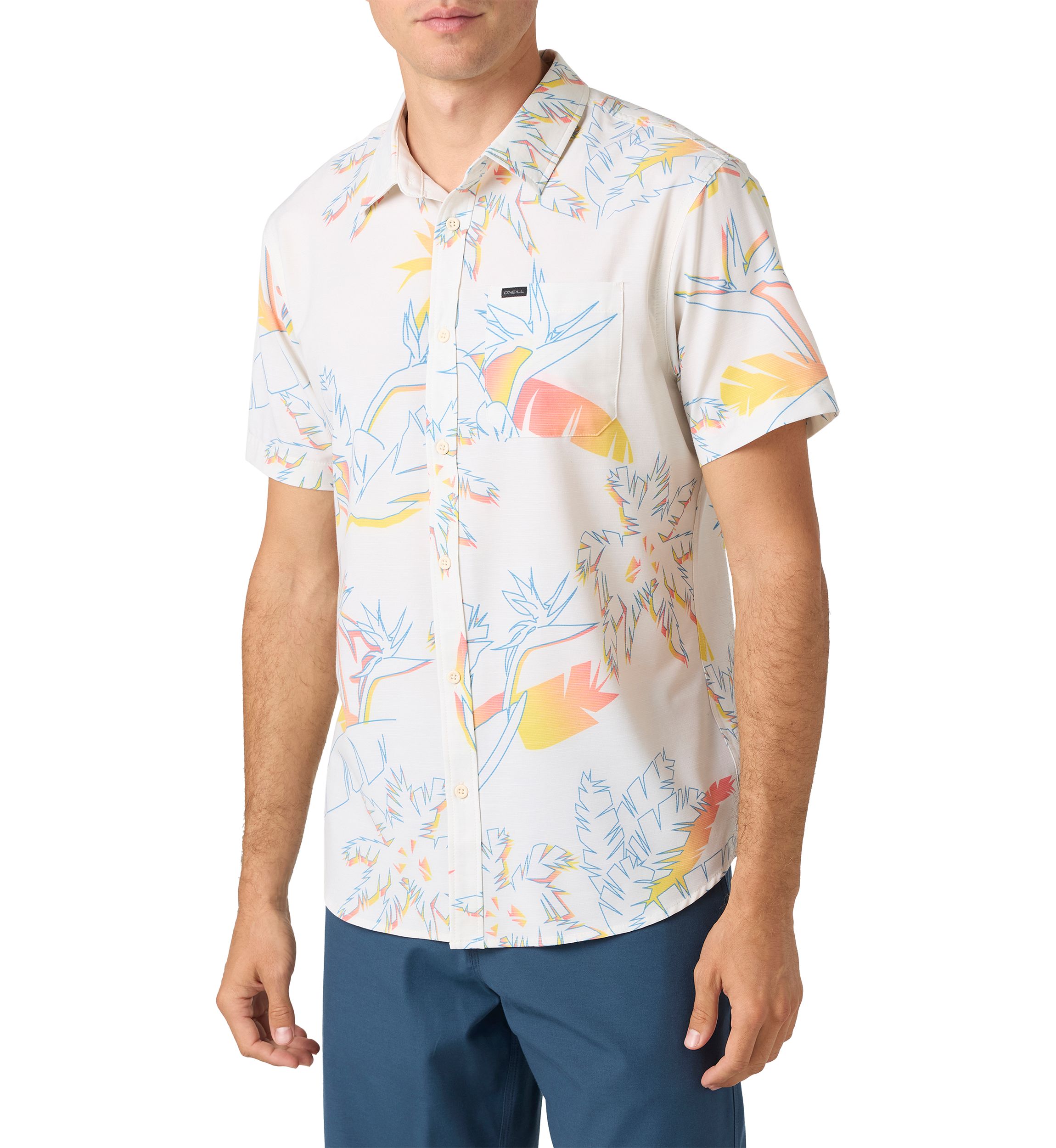Mens TRVLR UPF Traverse Slub Short Sleeve Standard Button Up Shirt