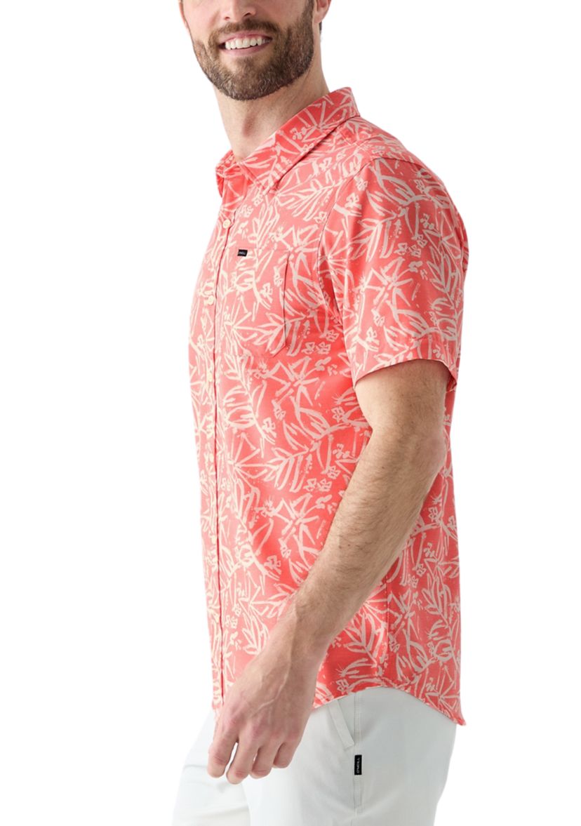 Mens TRVLR UPF Traverse Slub Short Sleeve Relaxed Shirt 