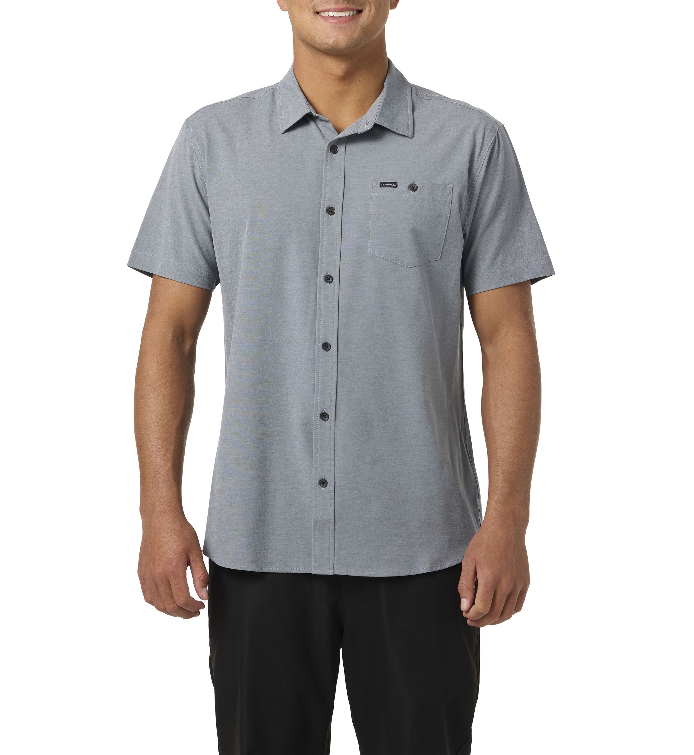 Mens Light Check Short Sleeve Standard Woven Shirt