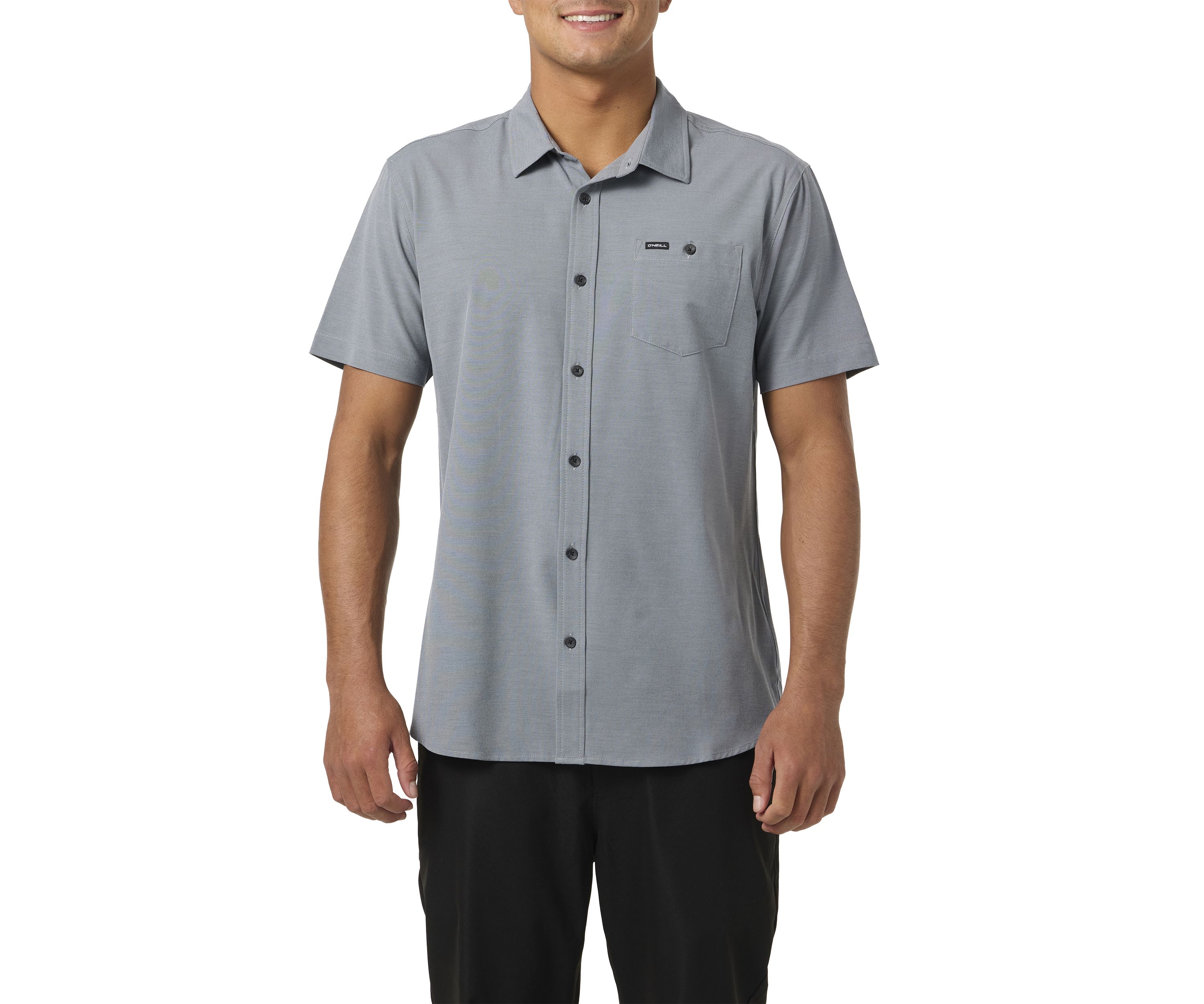 Mens Light Check Short Sleeve Standard Woven Shirt