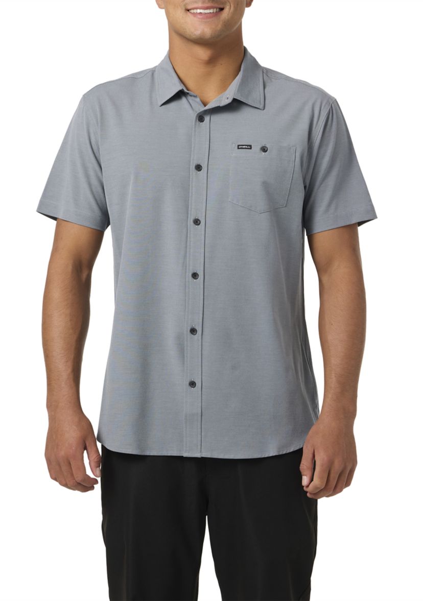 Mens Light Check Short Sleeve Standard Woven Shirt