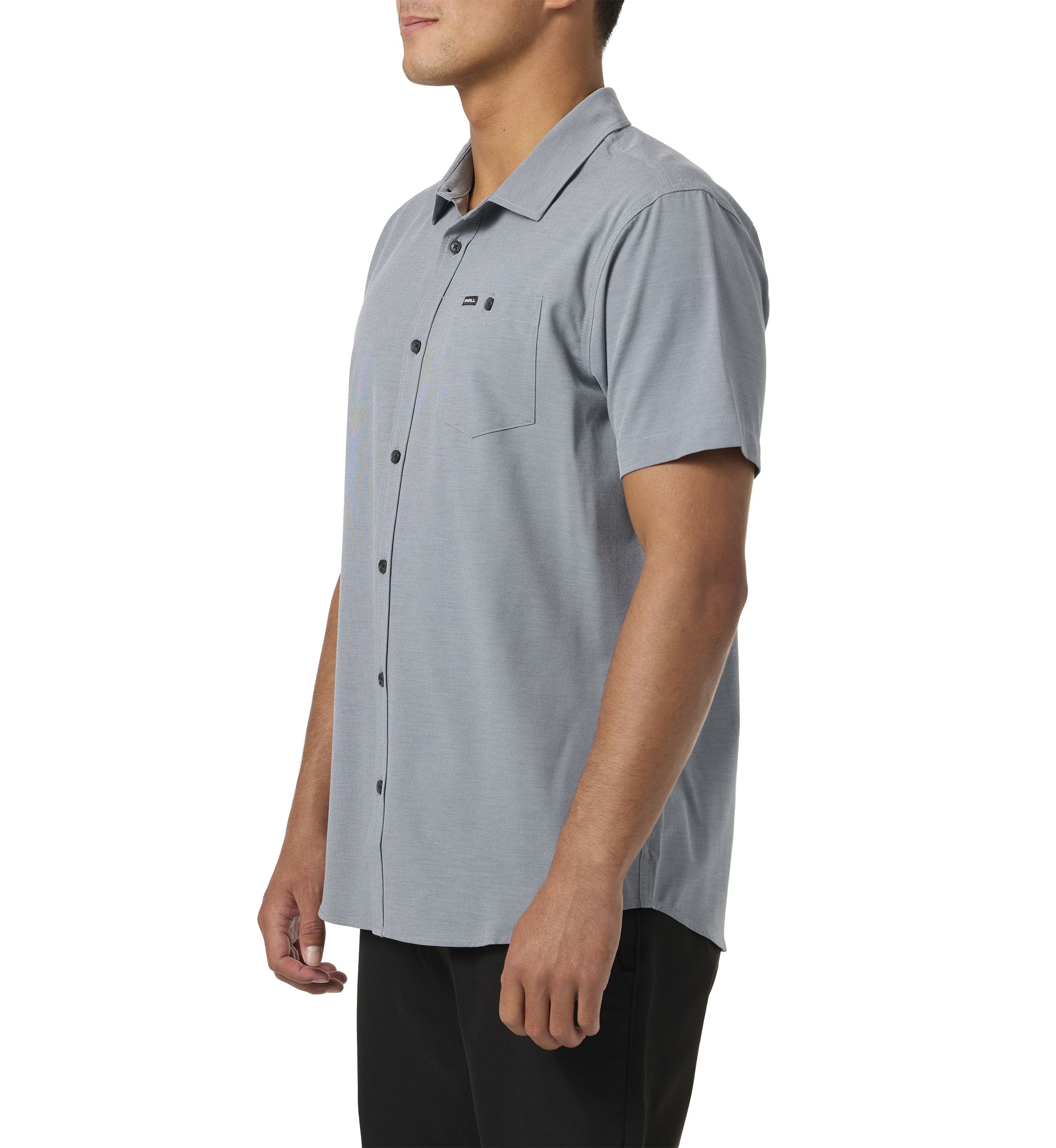 Mens Light Check Short Sleeve Standard Woven Shirt
