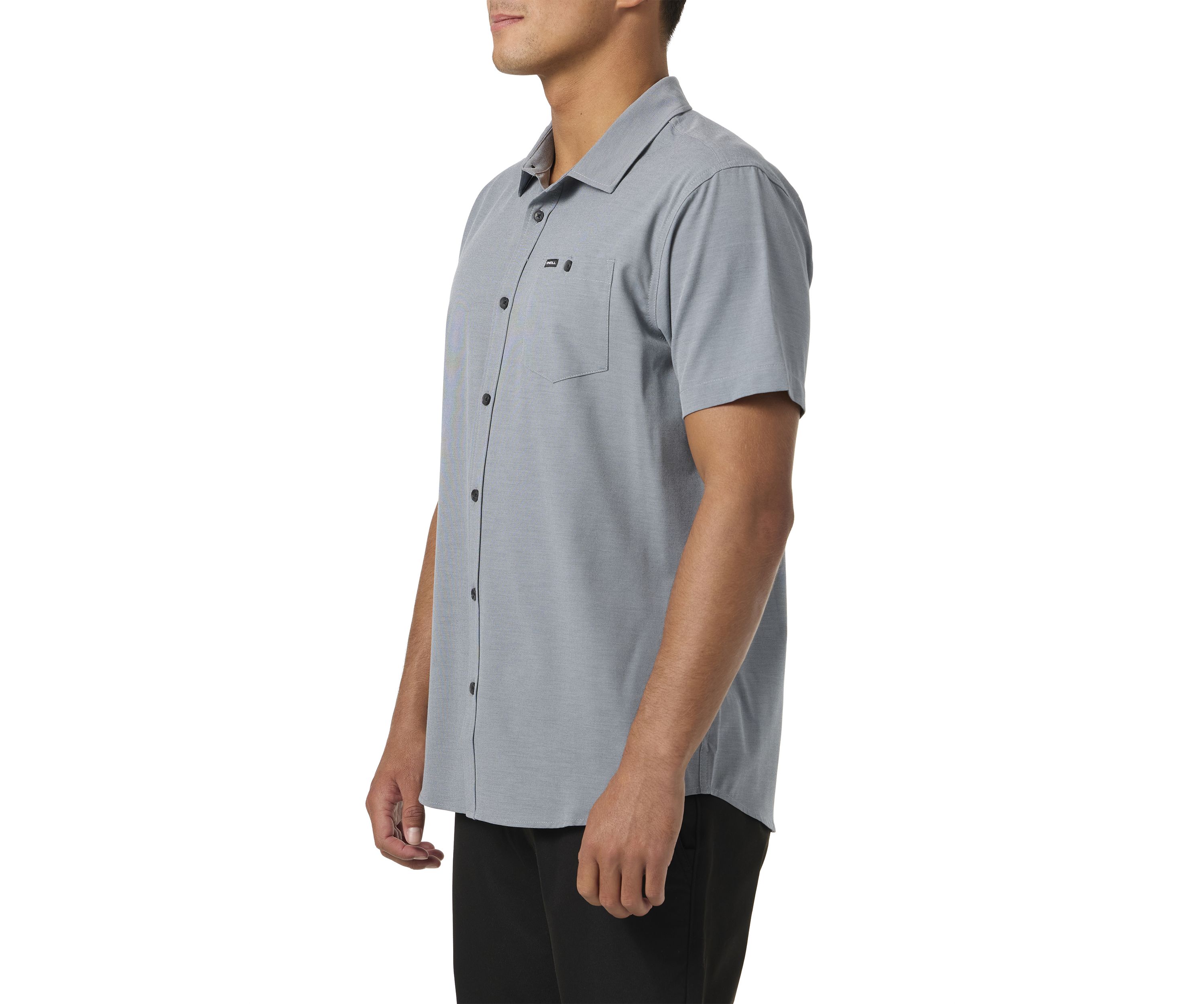 Mens Light Check Short Sleeve Standard Woven Shirt
