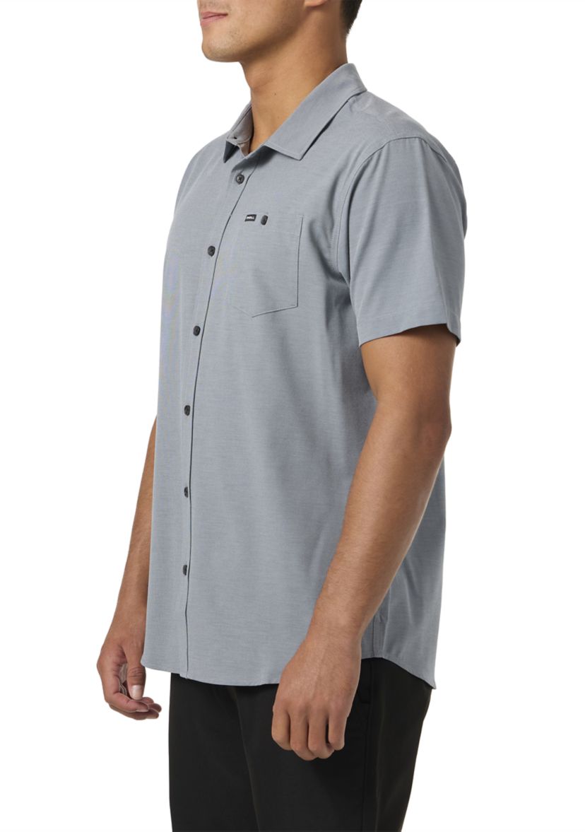 Mens Light Check Short Sleeve Standard Woven Shirt
