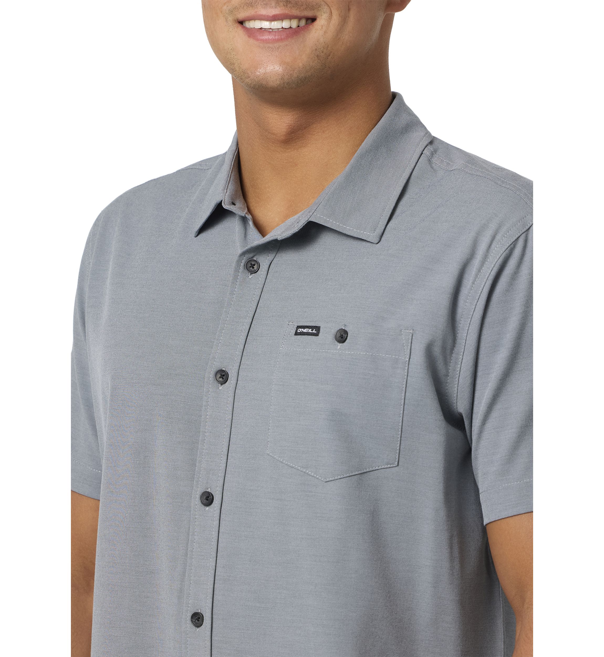Mens Light Check Short Sleeve Standard Woven Shirt