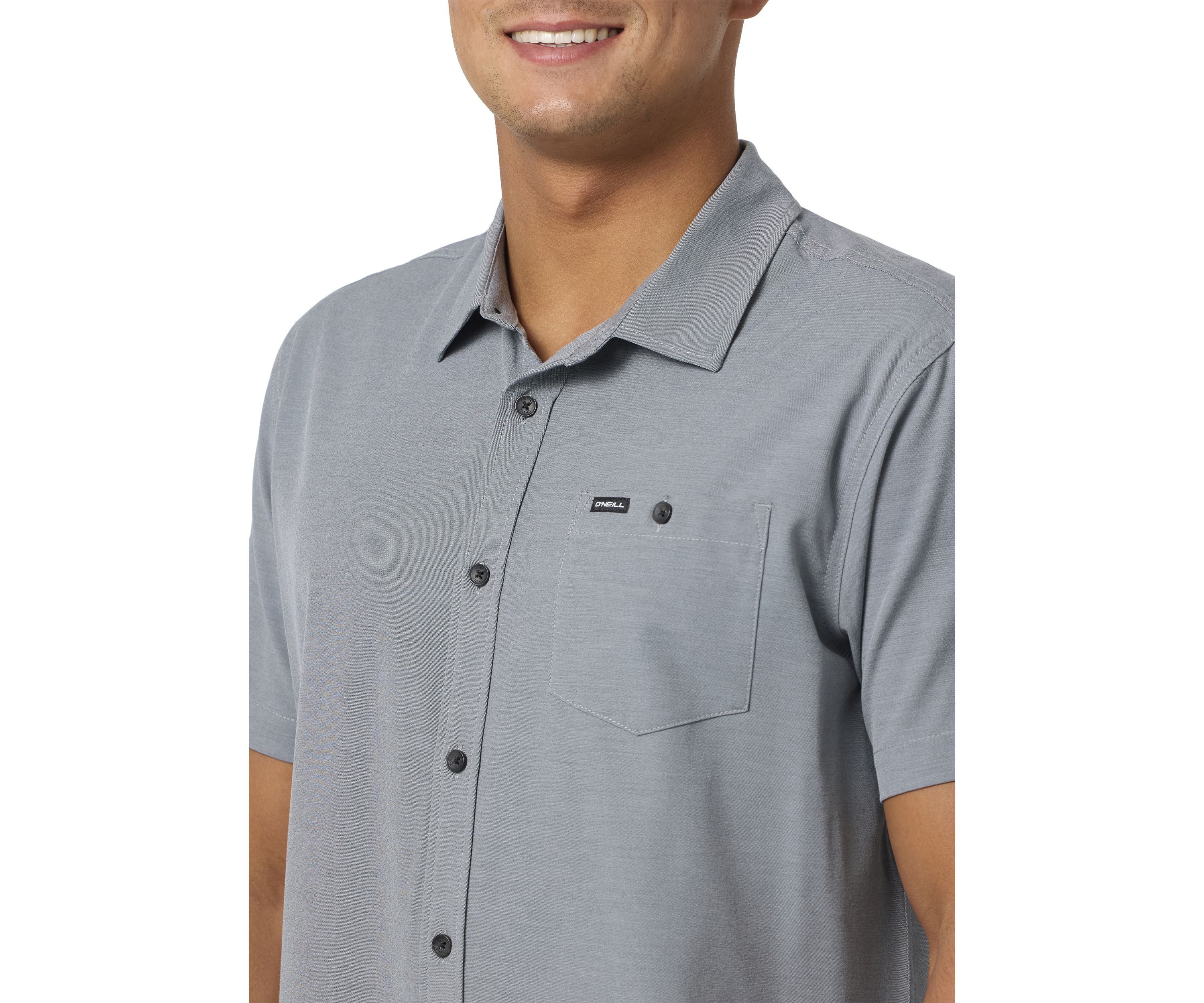 Mens Light Check Short Sleeve Standard Woven Shirt