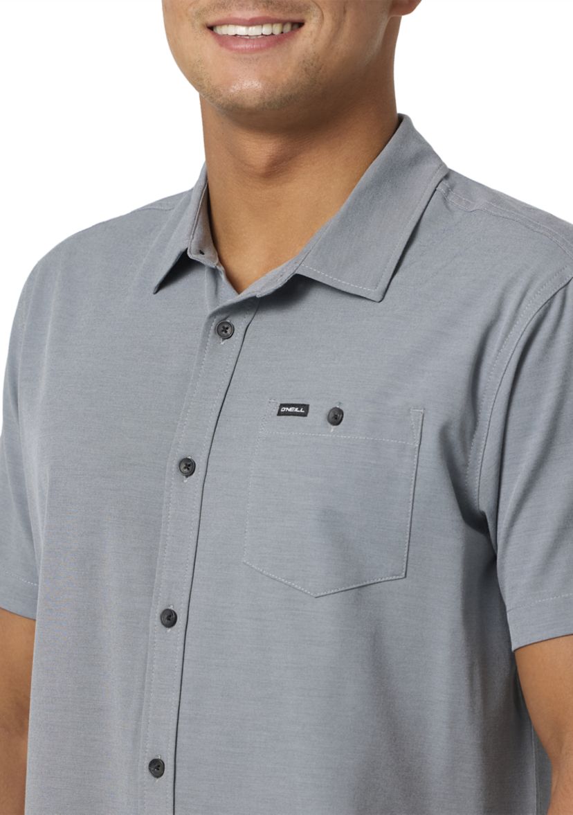 Mens Light Check Short Sleeve Standard Woven Shirt