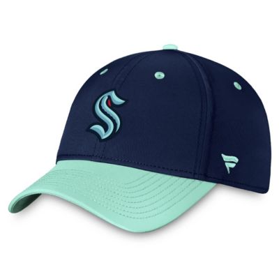 Men's NHL Fanatics Deep Sea Blue/Light Seattle Kraken Authentic Pro Rink Two-Tone Flex Hat, Navy Blue, Small