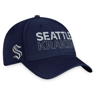 Men's NHL Fanatics Deep Sea Seattle Kraken Authentic Pro Road Flex Hat, Navy Blue, Medium