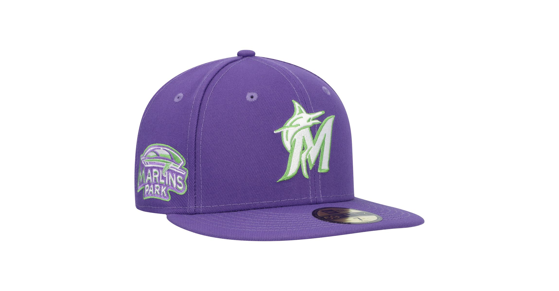MLB Miami Marlins Lime Side Patch 59FIFTY Fitted Hat