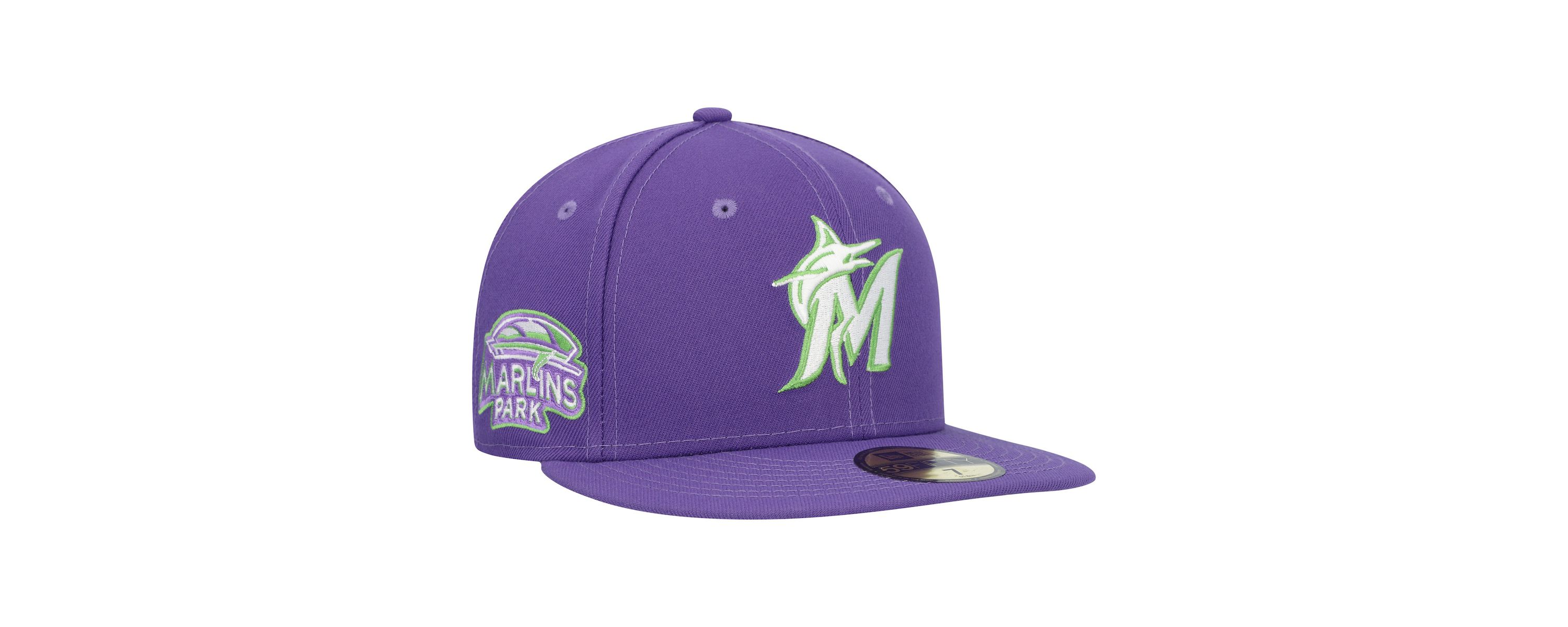 MLB Miami Marlins Lime Side Patch 59FIFTY Fitted Hat