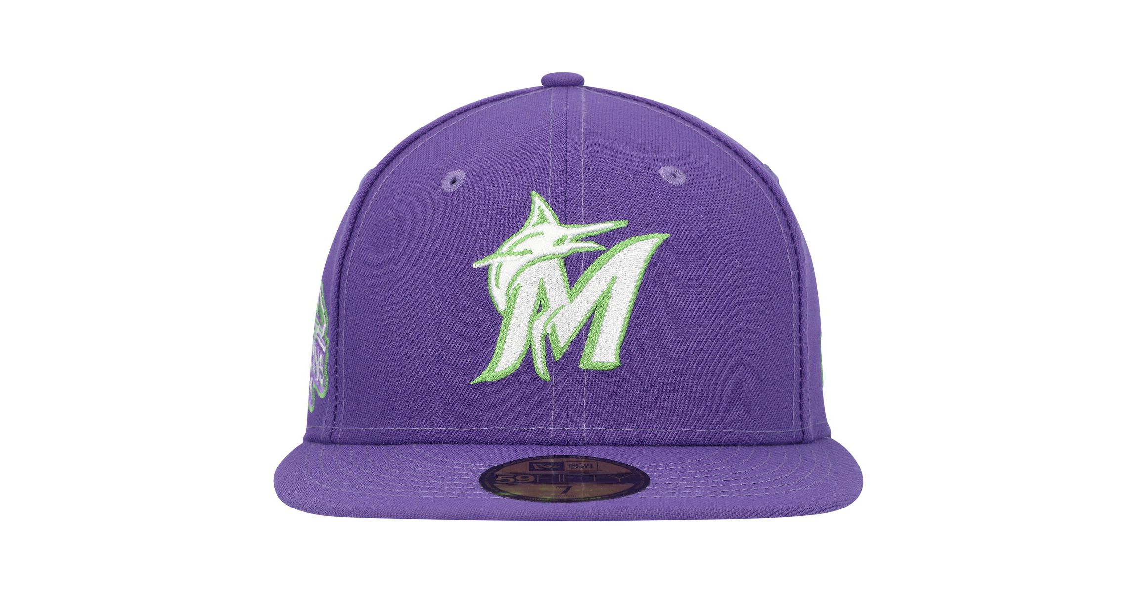 MLB Miami Marlins Lime Side Patch 59FIFTY Fitted Hat