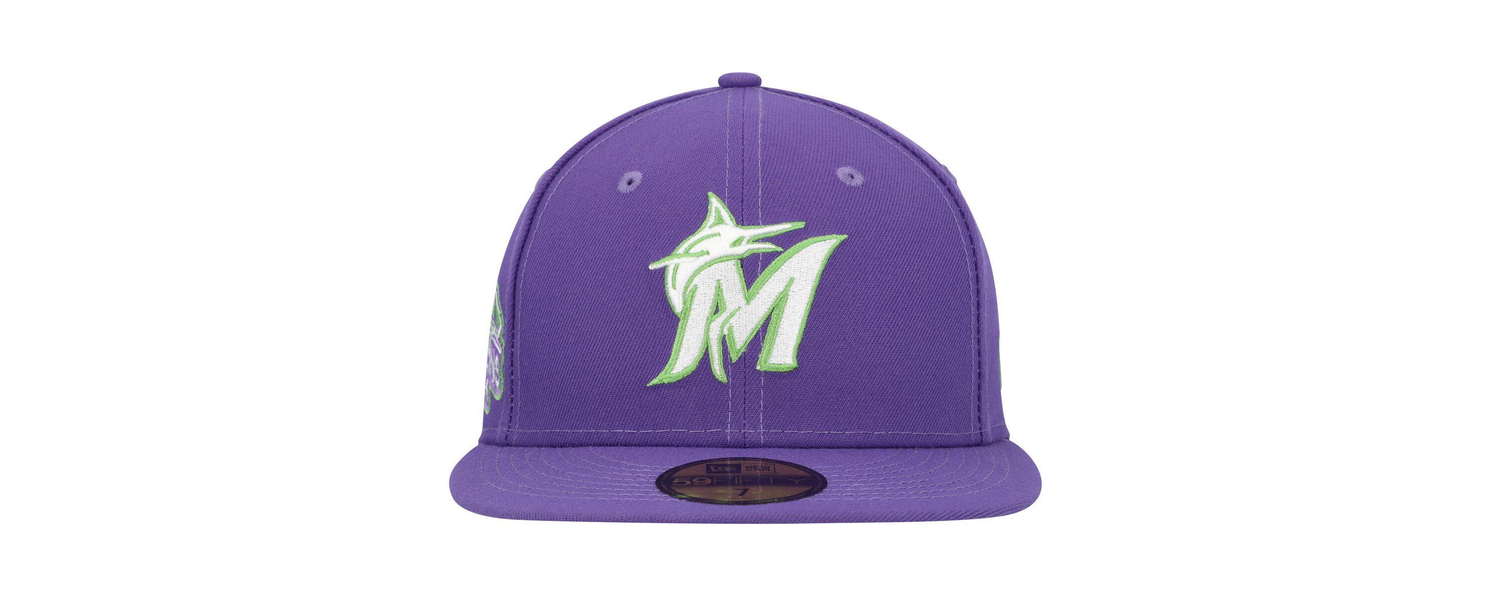 MLB Miami Marlins Lime Side Patch 59FIFTY Fitted Hat