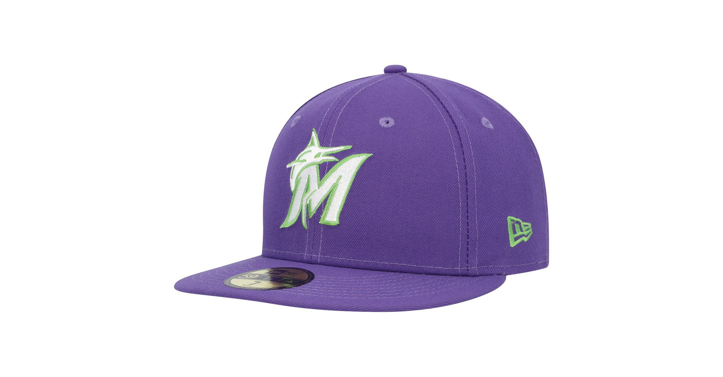 MLB Miami Marlins Lime Side Patch 59FIFTY Fitted Hat