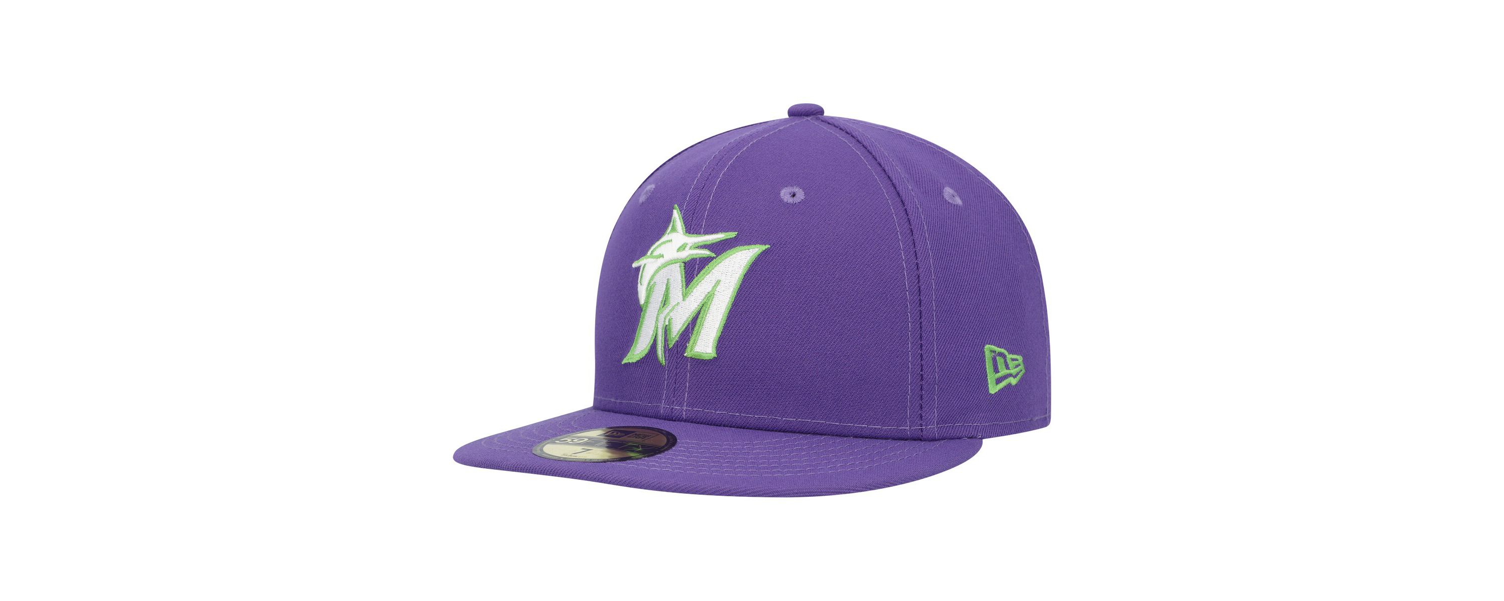 MLB Miami Marlins Lime Side Patch 59FIFTY Fitted Hat