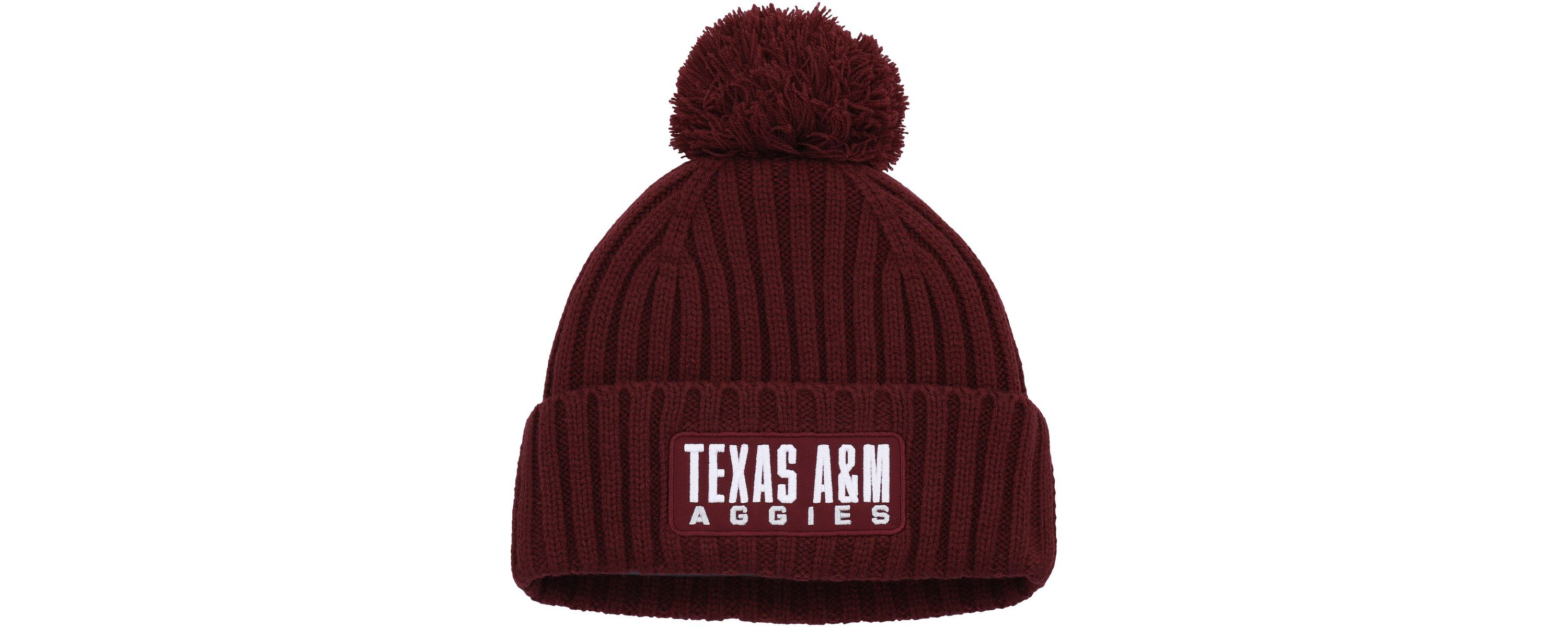 NCAA Texas A&M Aggies Modern Ribbed Cuffed Knit Hat with Pom