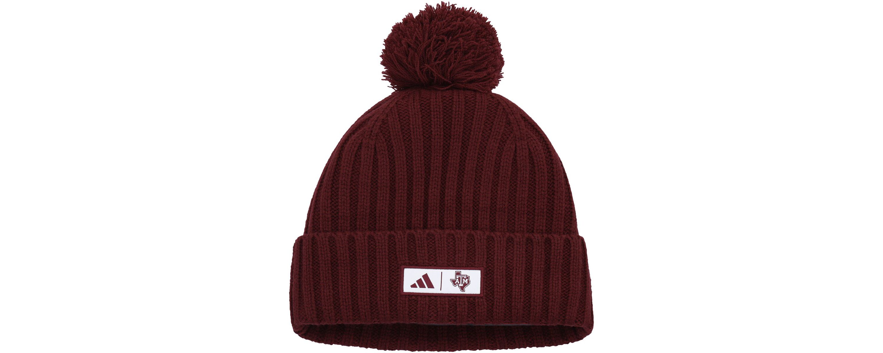 NCAA Texas A&M Aggies Modern Ribbed Cuffed Knit Hat with Pom