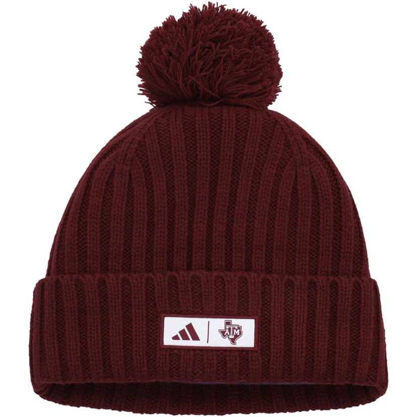 NCAA Texas A&M Aggies Modern Ribbed Cuffed Knit Hat with Pom