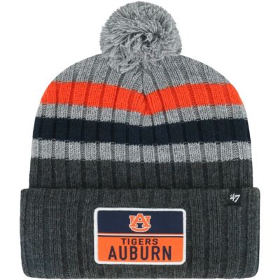 '47 Men's NCAA Auburn Tigers Stack Striped Cuffed Knit Hat with Pom, Grey