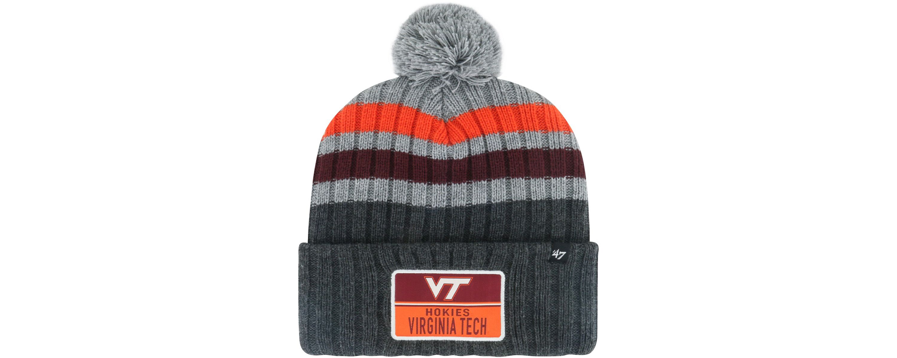 NCAA Virginia Tech Hokies Stack Striped Cuffed Knit Hat with Pom