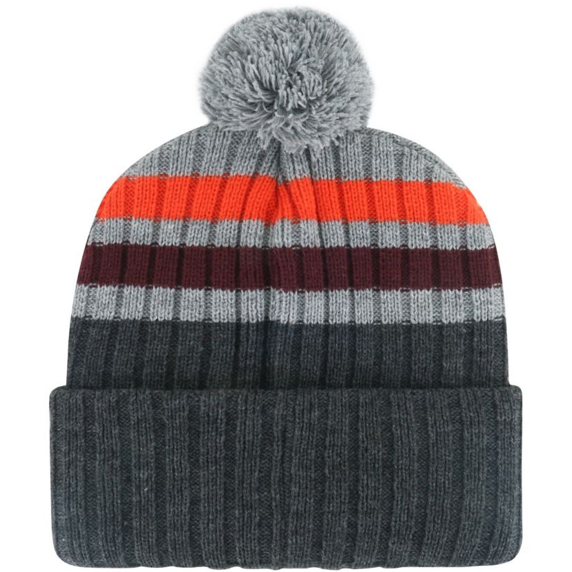 NCAA Virginia Tech Hokies Stack Striped Cuffed Knit Hat with Pom
