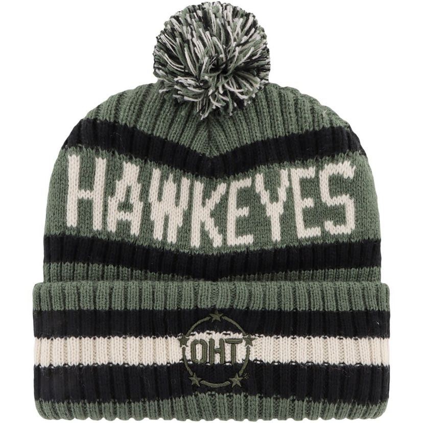 NCAA Iowa Hawkeyes OHT Military Appreciation Bering Cuffed Knit Hat with Pom