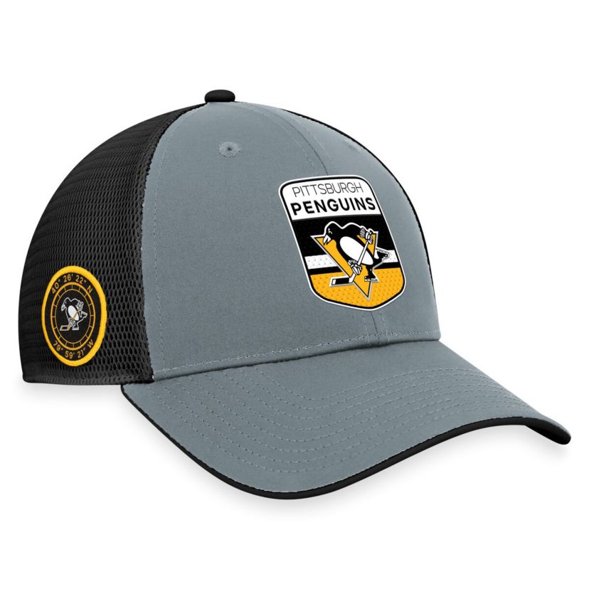NHL Fanatics Gray/Black Pittsburgh Penguins Authentic Pro Home Ice Trucker Adjustable Hat