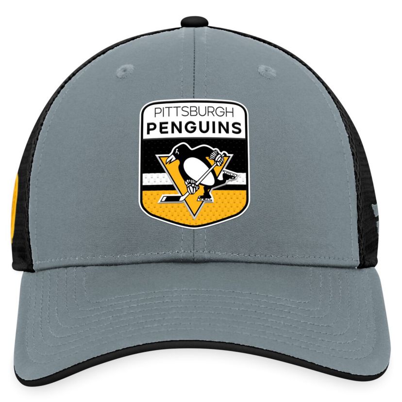 NHL Fanatics Gray/Black Pittsburgh Penguins Authentic Pro Home Ice Trucker Adjustable Hat