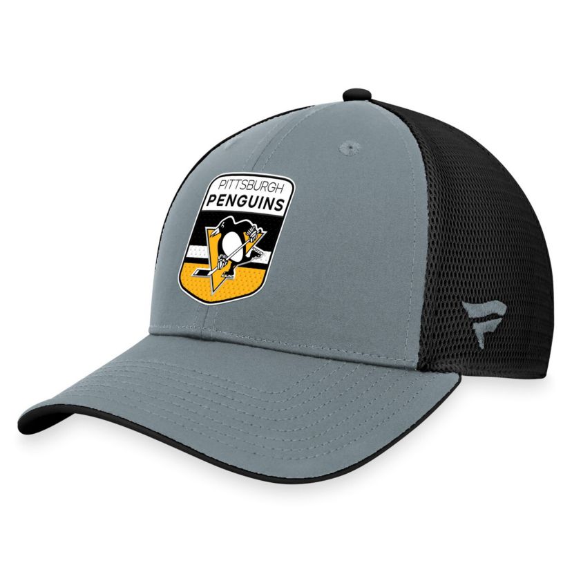 NHL Fanatics Gray/Black Pittsburgh Penguins Authentic Pro Home Ice Trucker Adjustable Hat